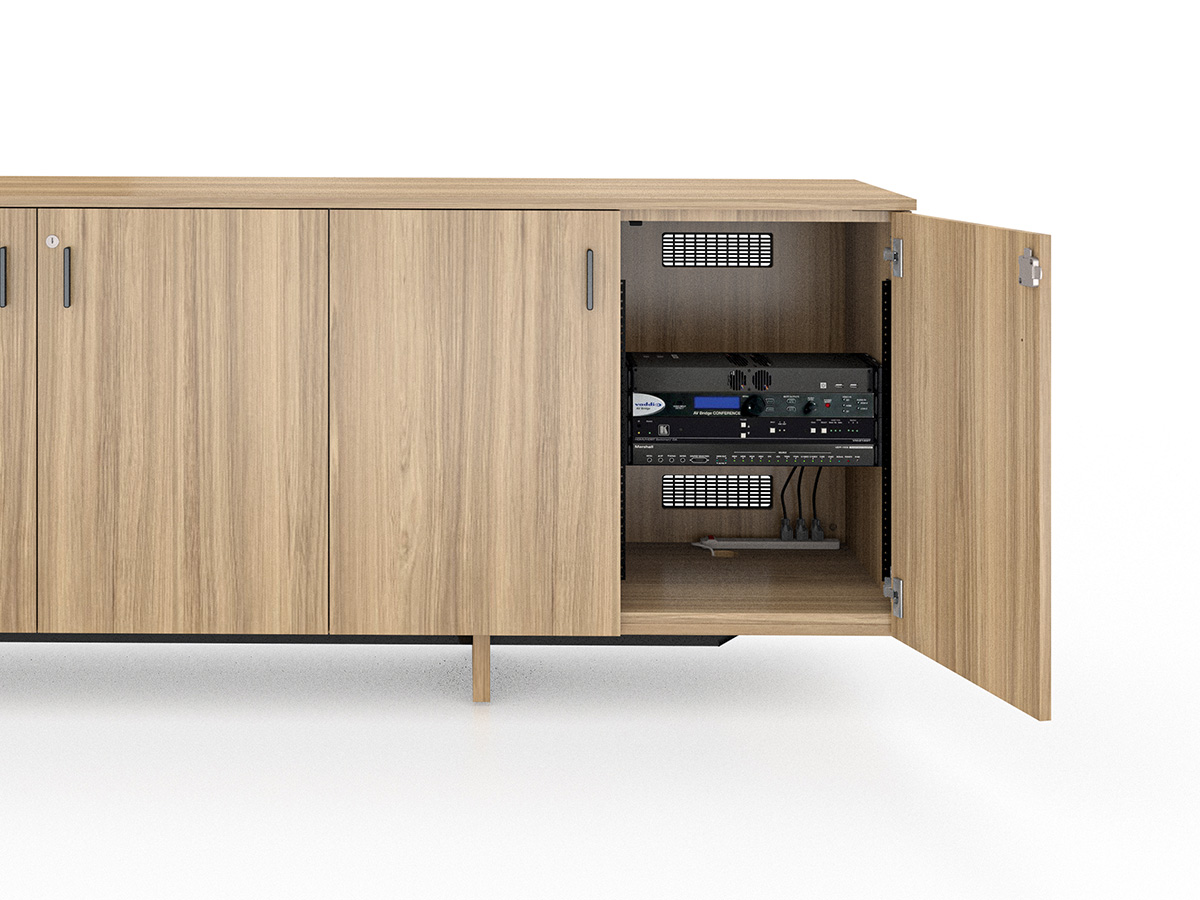 Foundation EX credenza with AV rack.