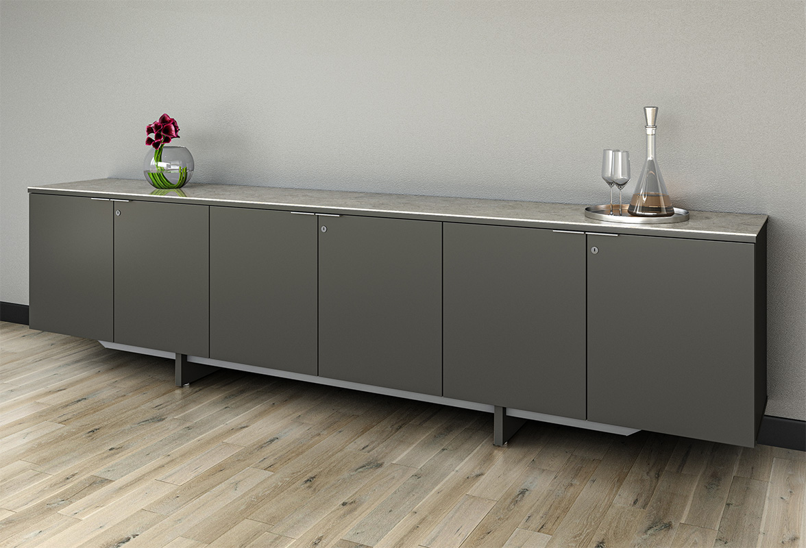 Foundation EX credenza against a wall. 