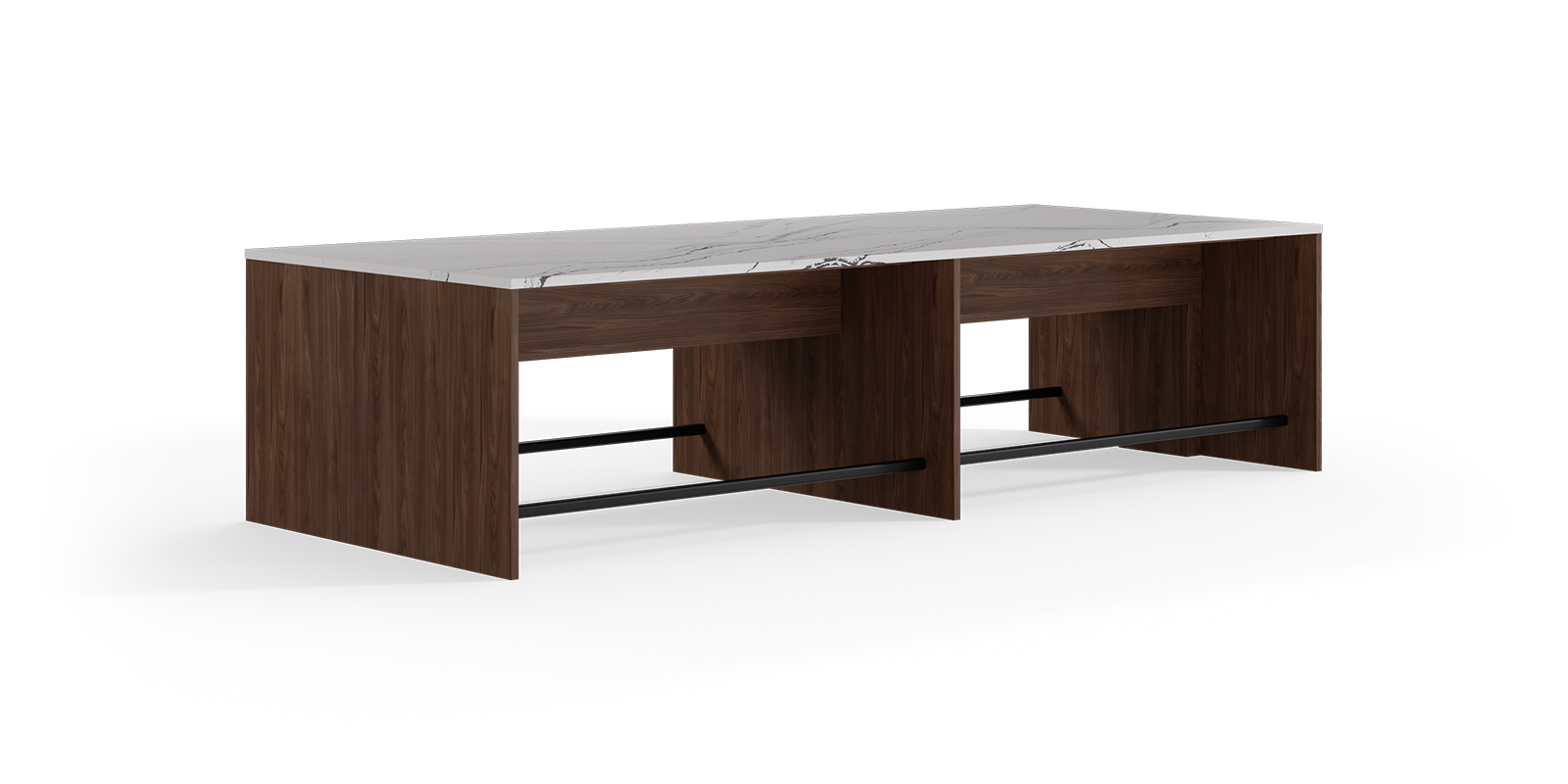 Landing table with footer bar. 