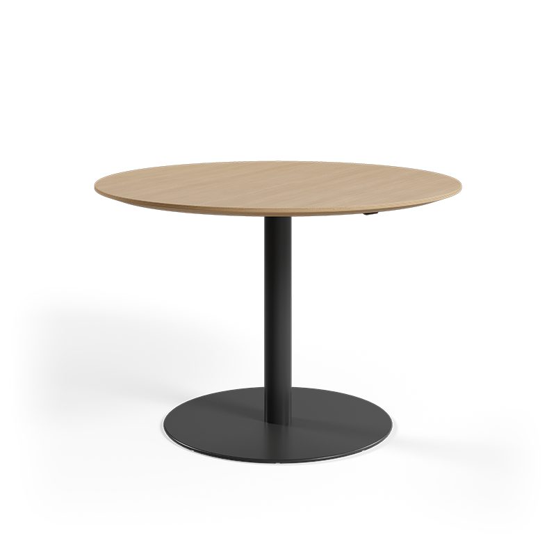 Pneumatic height-adjustable table on white background.