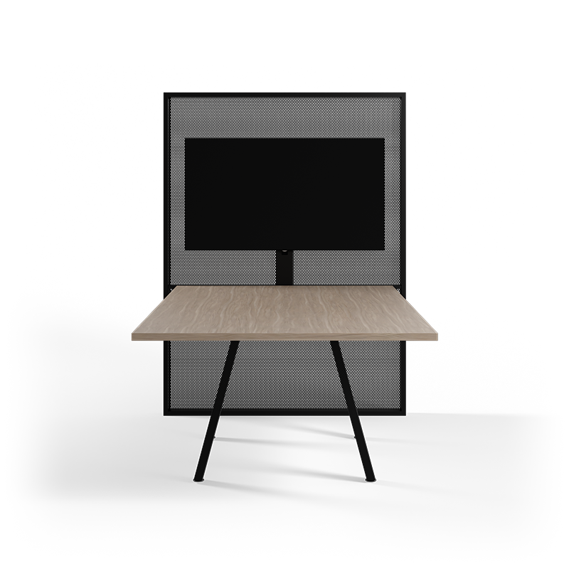 Universal monitor mast with sawhorse table. 