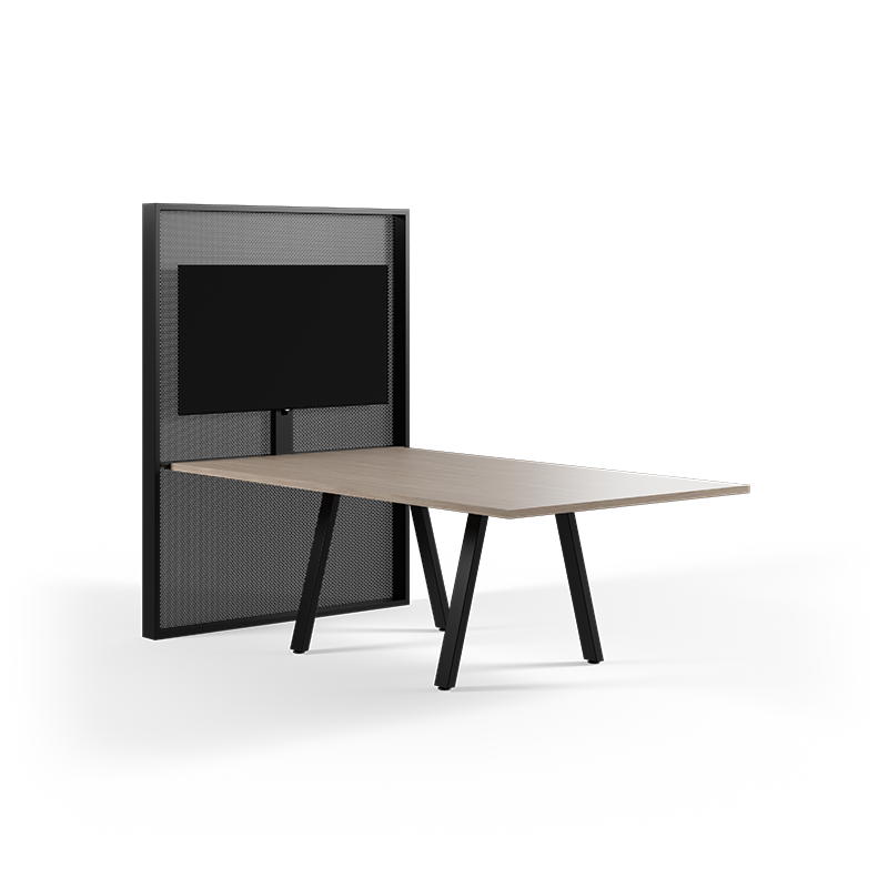 Universal monitor mast with sawhorse table. 