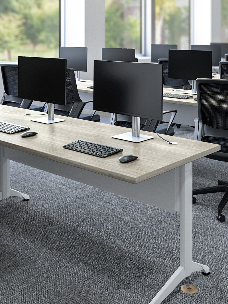 White Zori Powerlex Table in computer lab setting