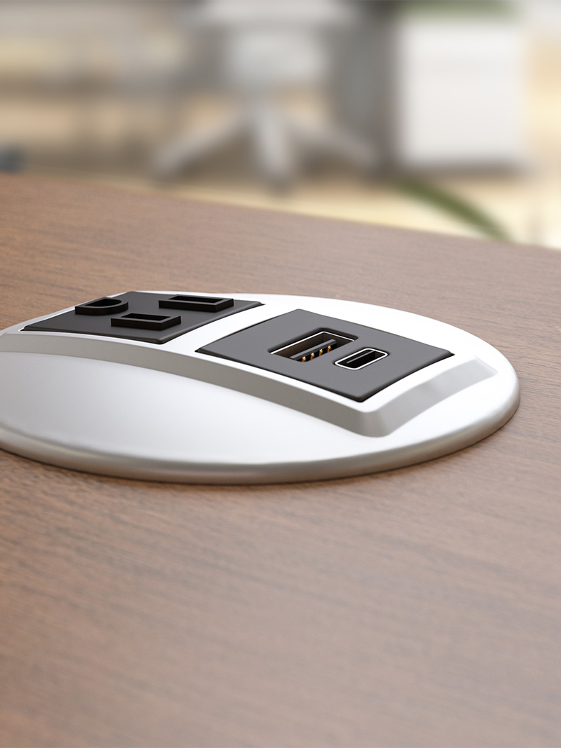 Node power unit in conference table top