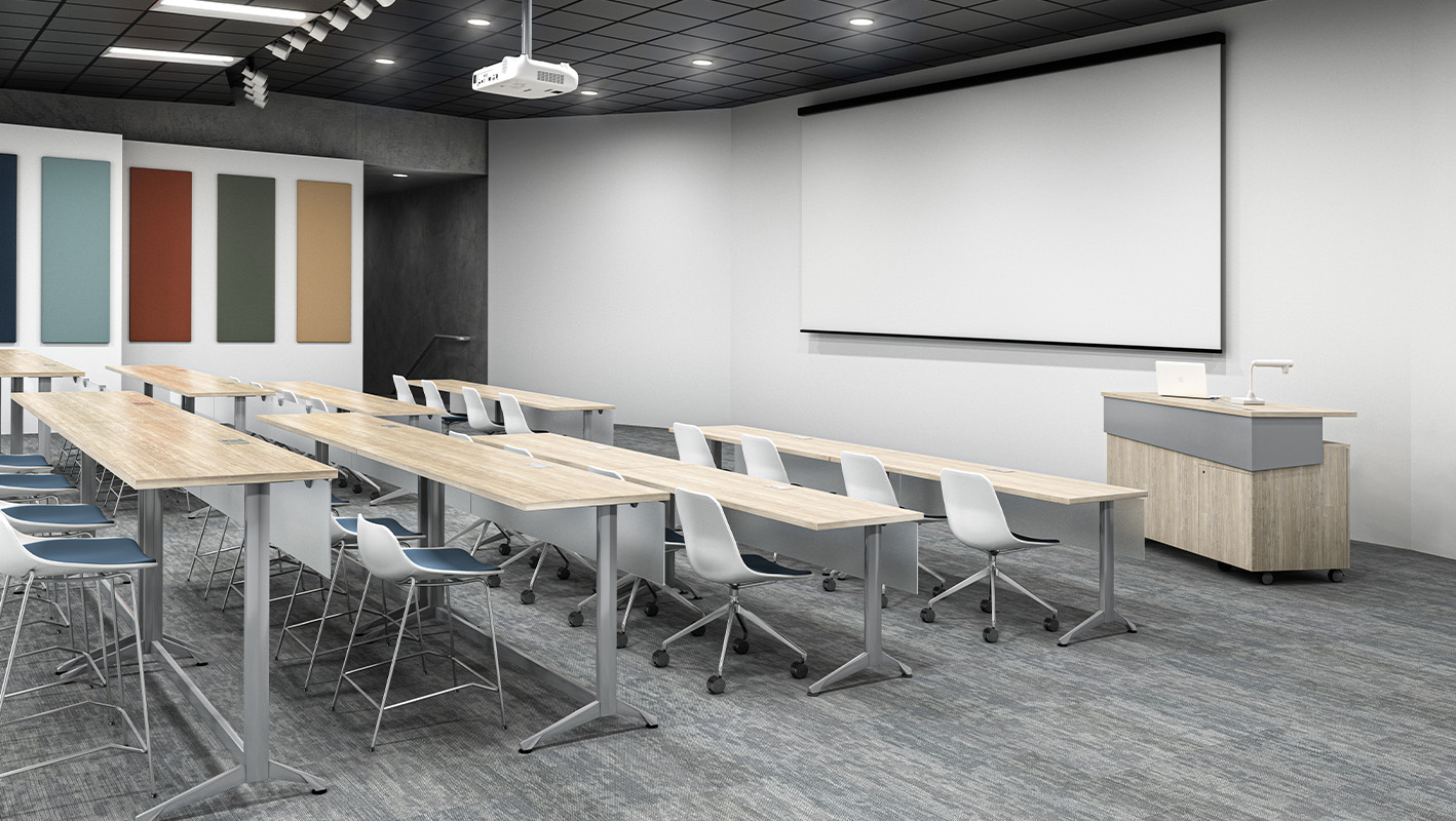 Zori Training tables tiered classroom