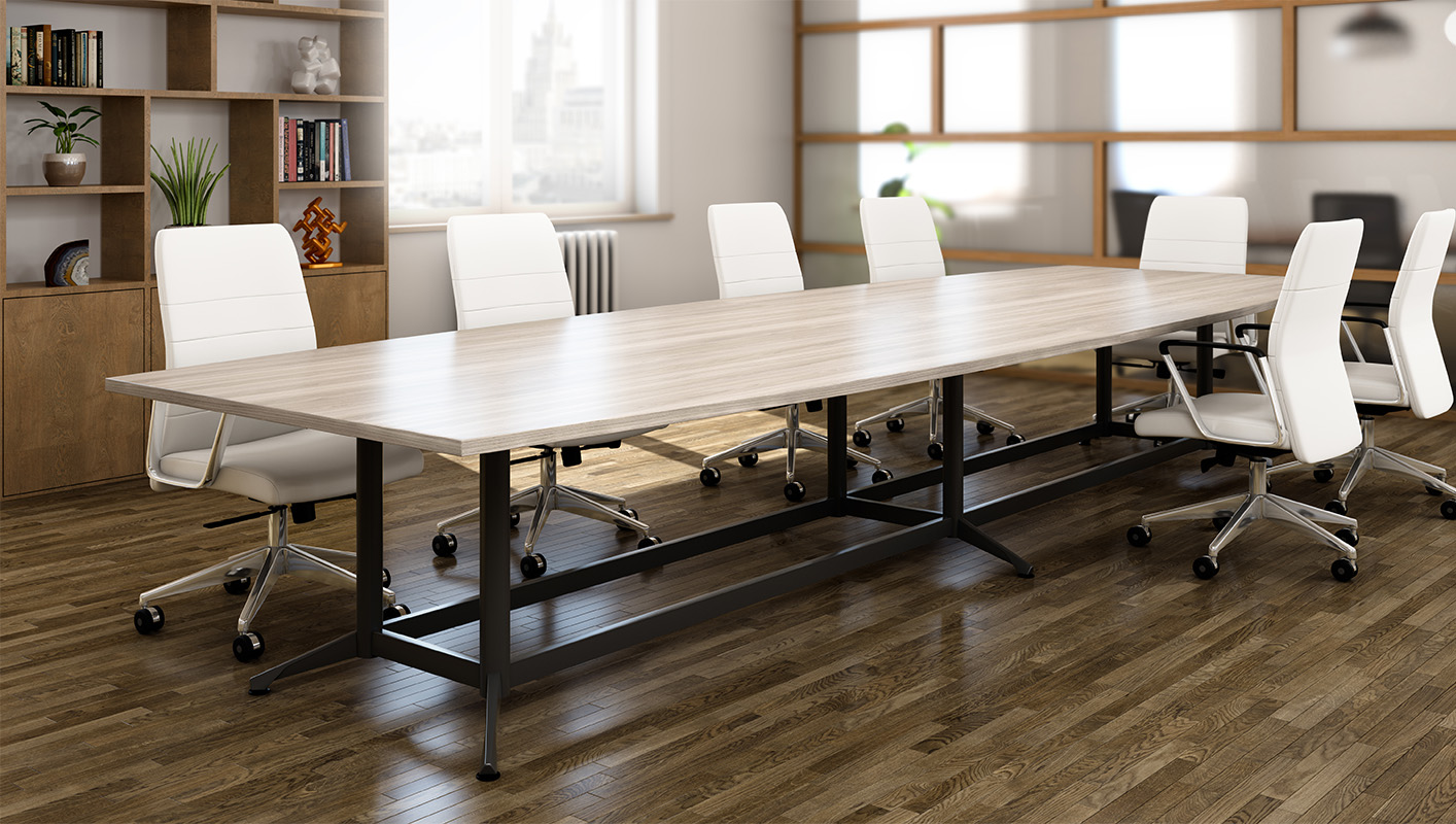 Zori Split Y-Base conference table with chairs in conference room