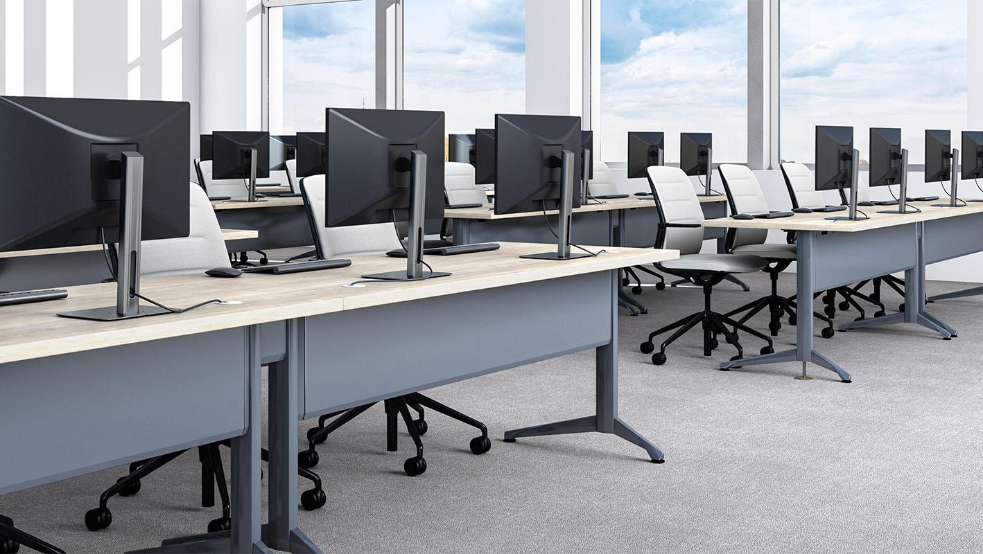 Rows of Zori Powerlex tables in computer lab application