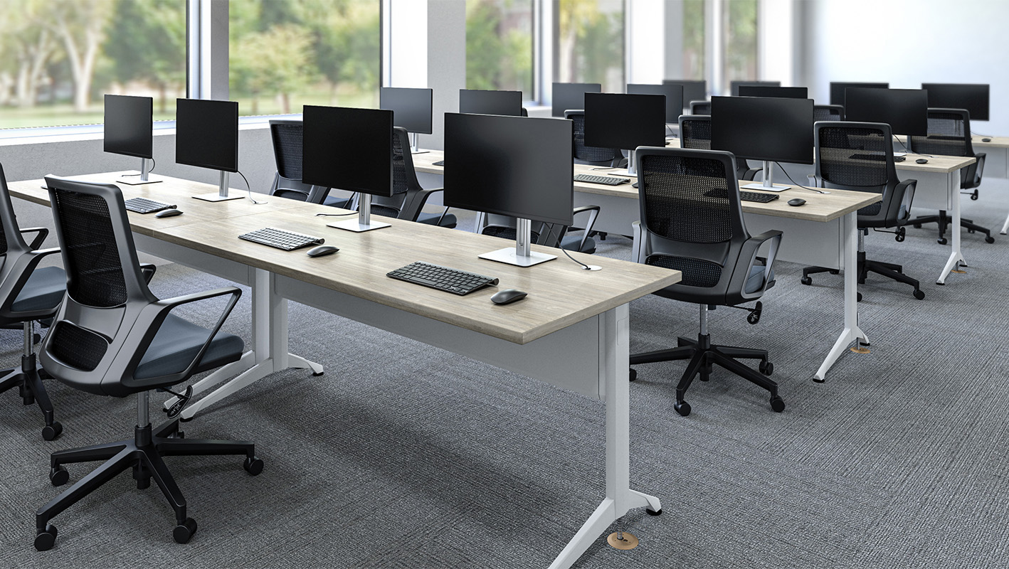 Zori Powerlex tables in rows in computer lab