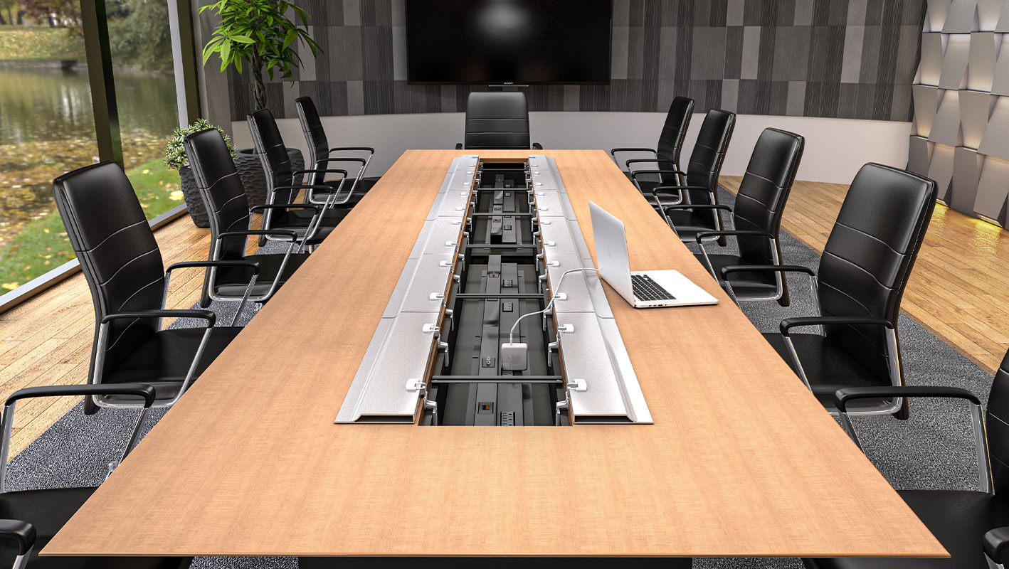 Foundation table with trough open. 