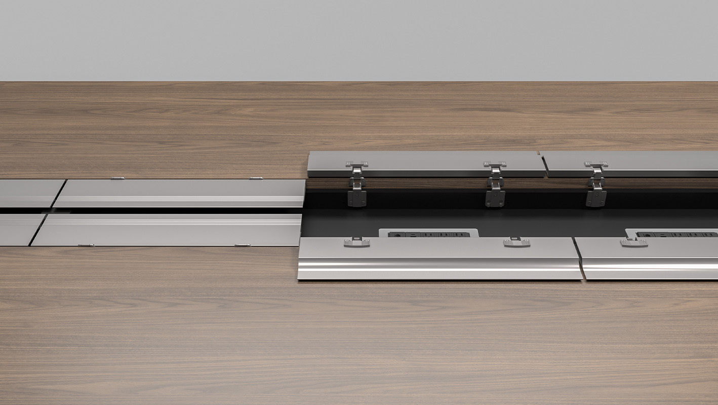 Foundation with trough open. 