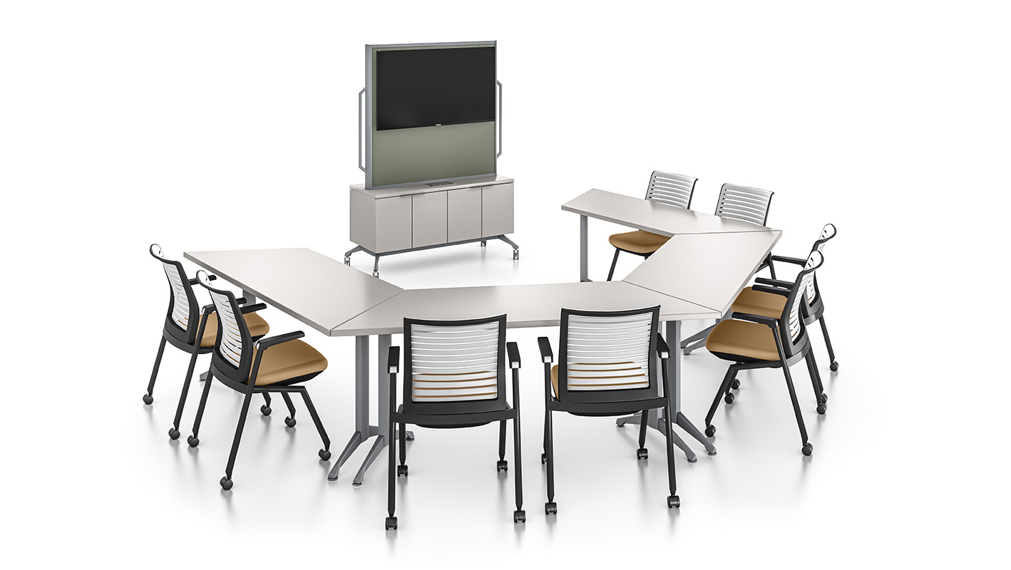 Collaboration space featuring Zori Mobile Monitor Stand