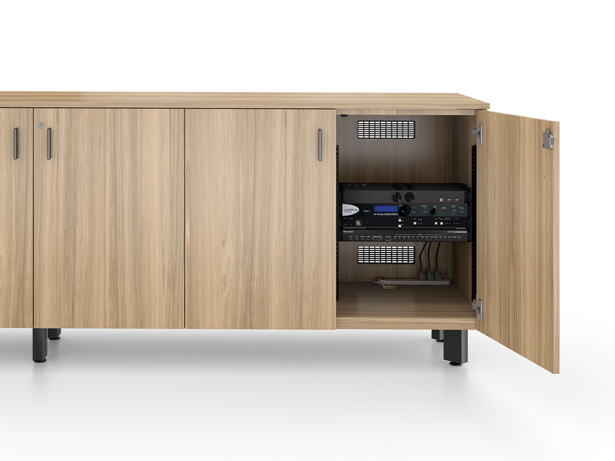 Impression credenza with AV rack rails. 
