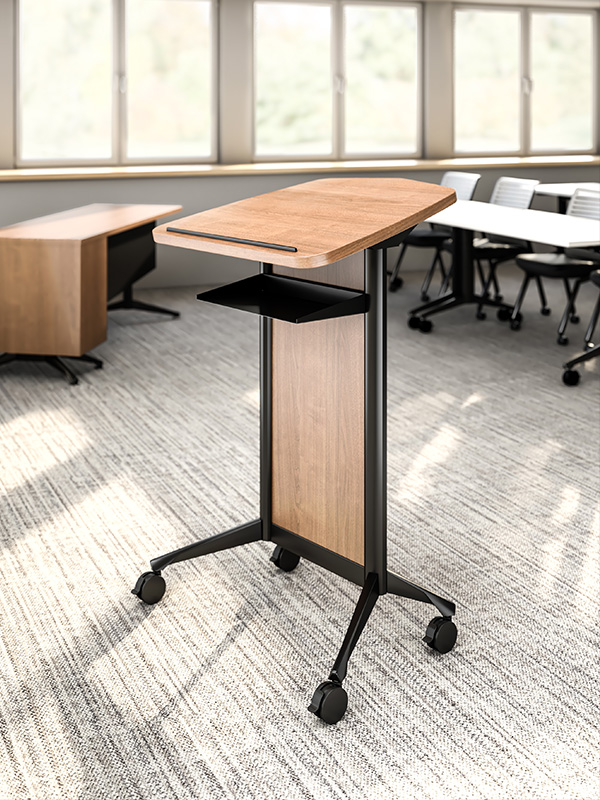 Zori Lectern with Back Panel in classroom
