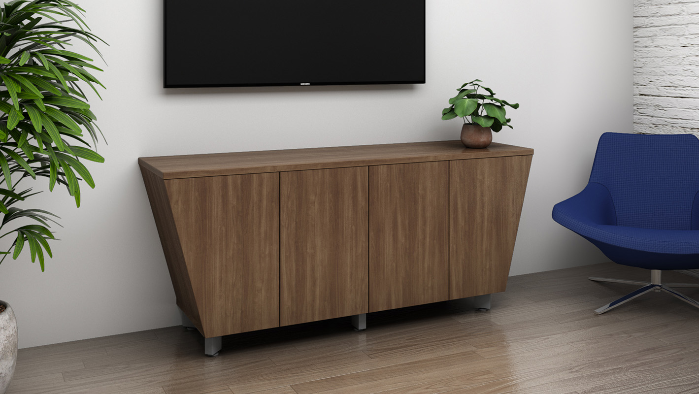 Impression credenza with tapered ends. 