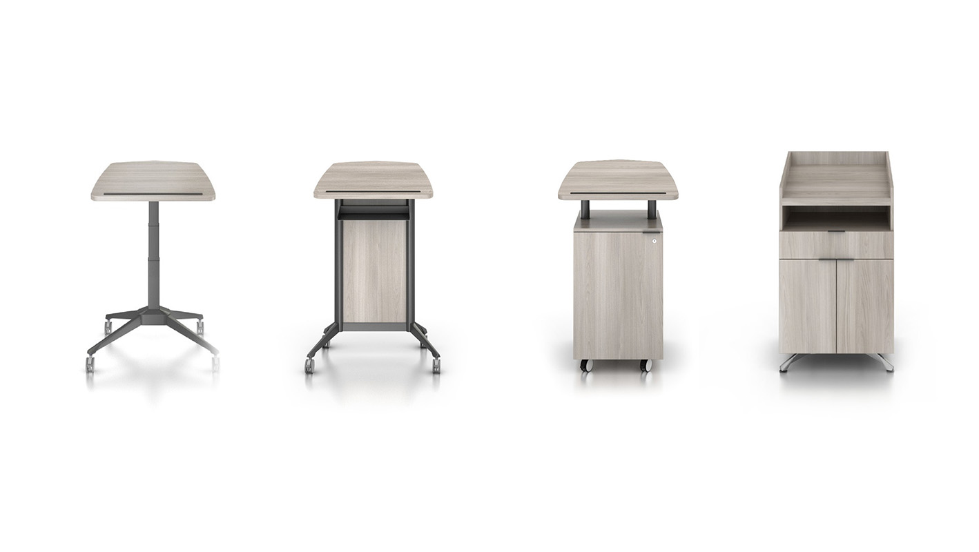 Lineup of all four Zori Lectern types against white background