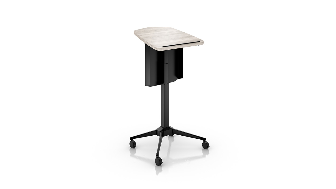Zori Pneumatic Lectern with Modesty Shroud against white background