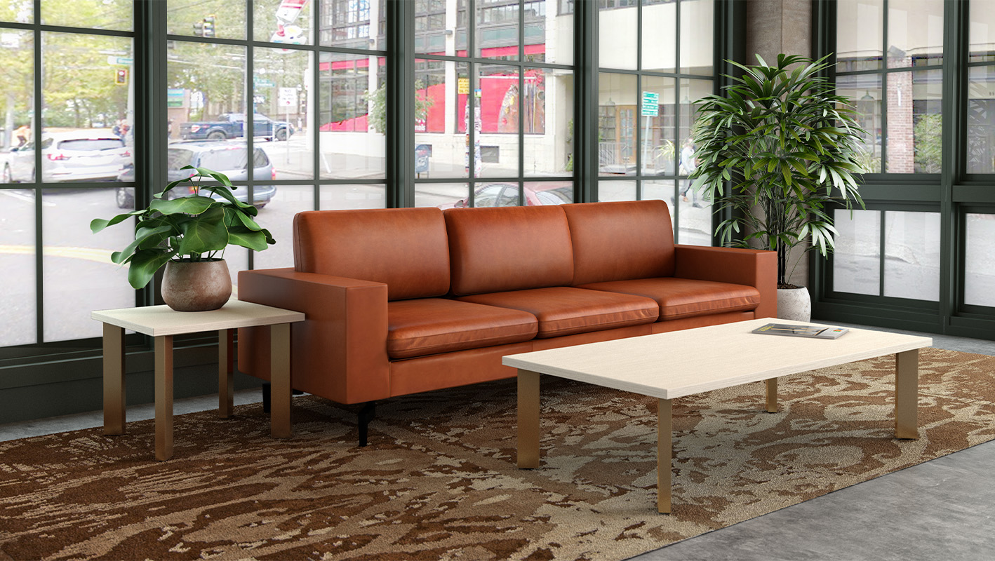 Impression side and coffee table in a living space. 