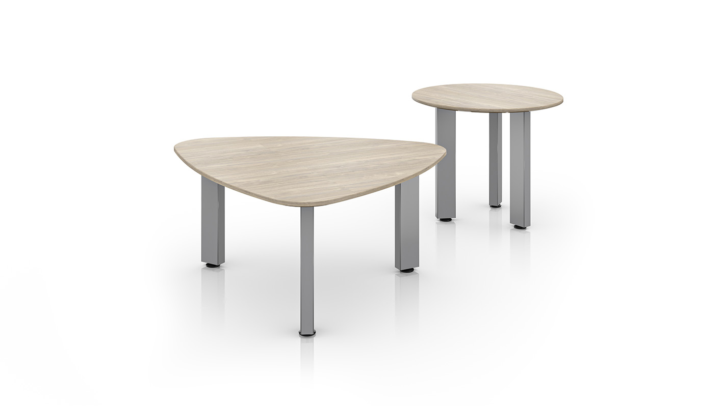 Impression coffee and side tables on white background. 