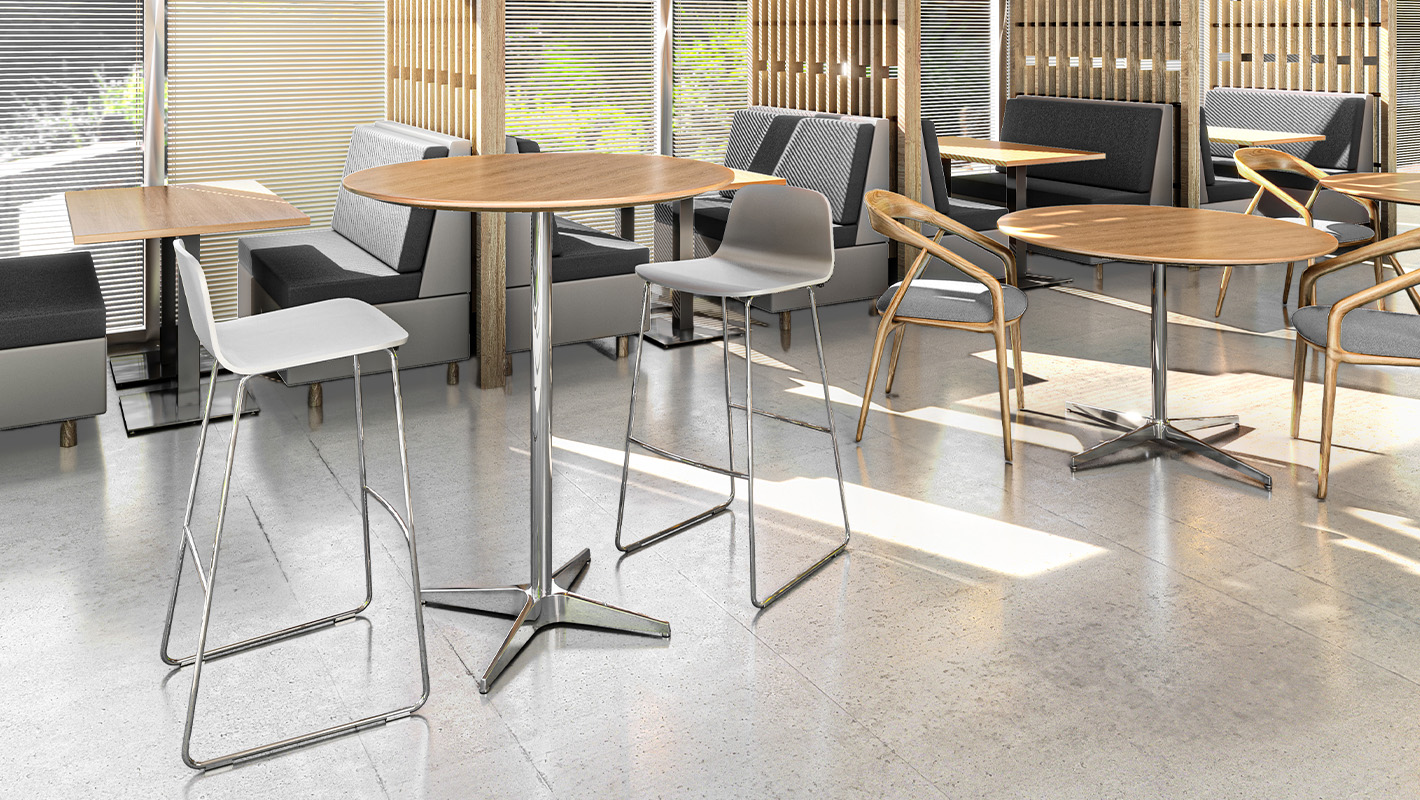 Kinsey tables in a cafeteria. 