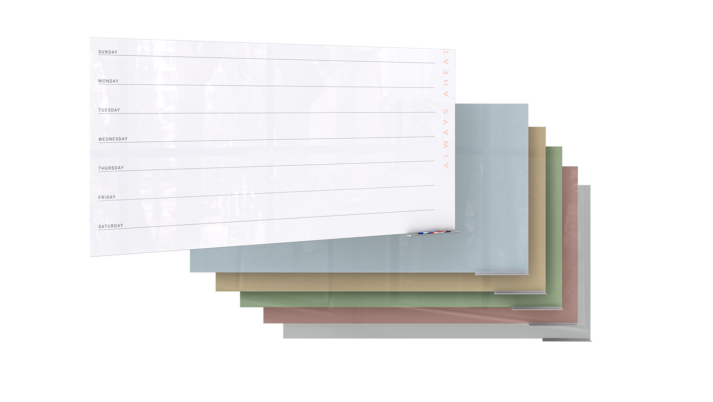 Perimeter Whiteboards in a variety of colors against white background