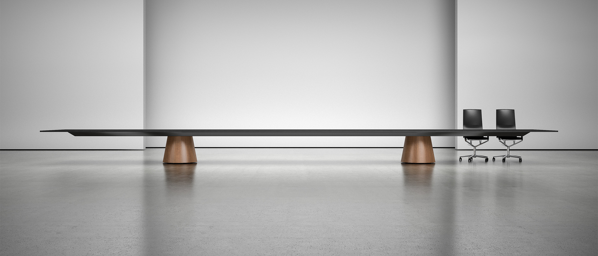 Foundation Tapered Drum EX table in gray studio environment
