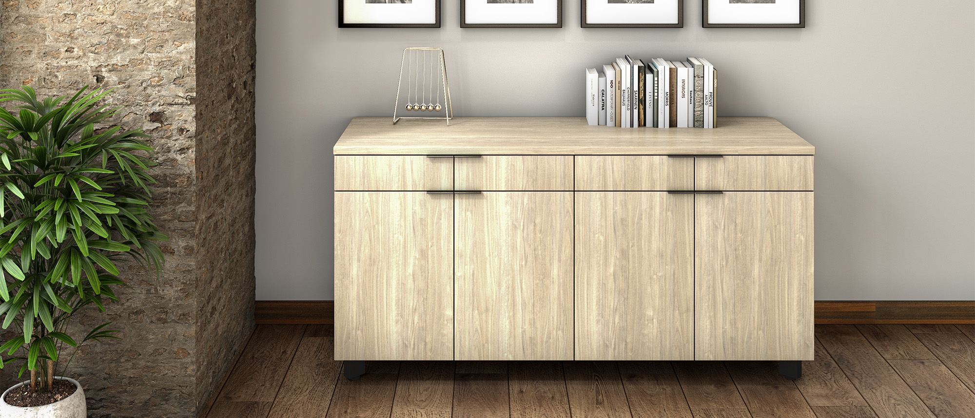 Impression Credenza against wall