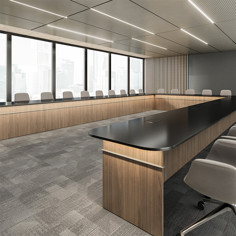 VOU U-Shaped table corner detail in conference room