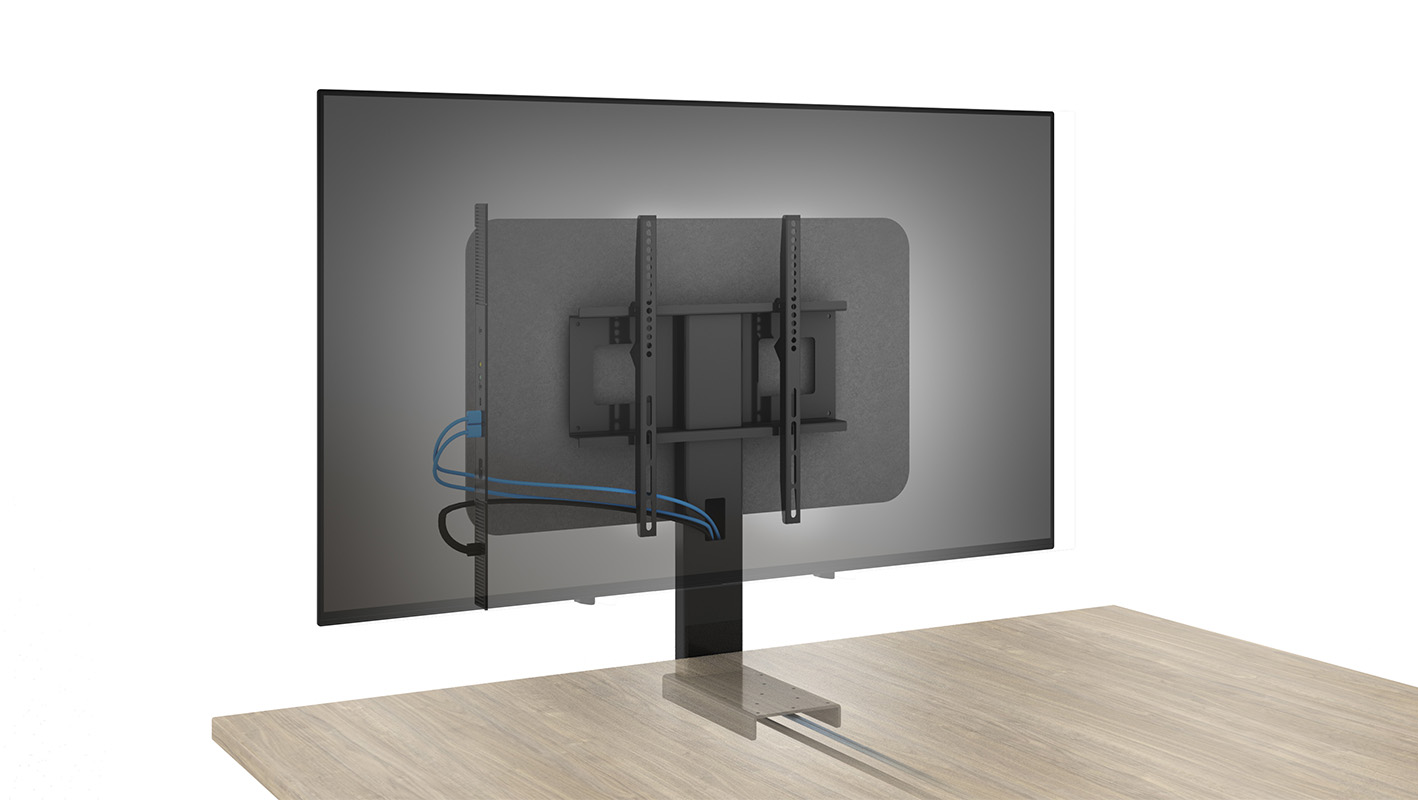 Universal Monitor Mount with exposed wire routing visual