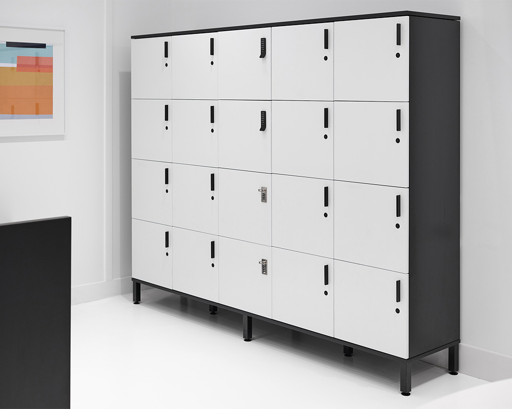 Universal Lockers in open plan setting against wall