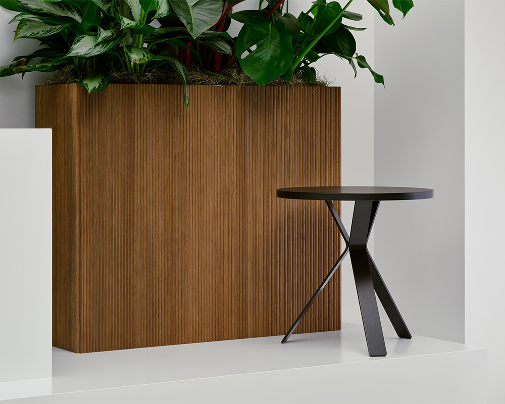 Terra Planter with Tangent Occasional table on stage