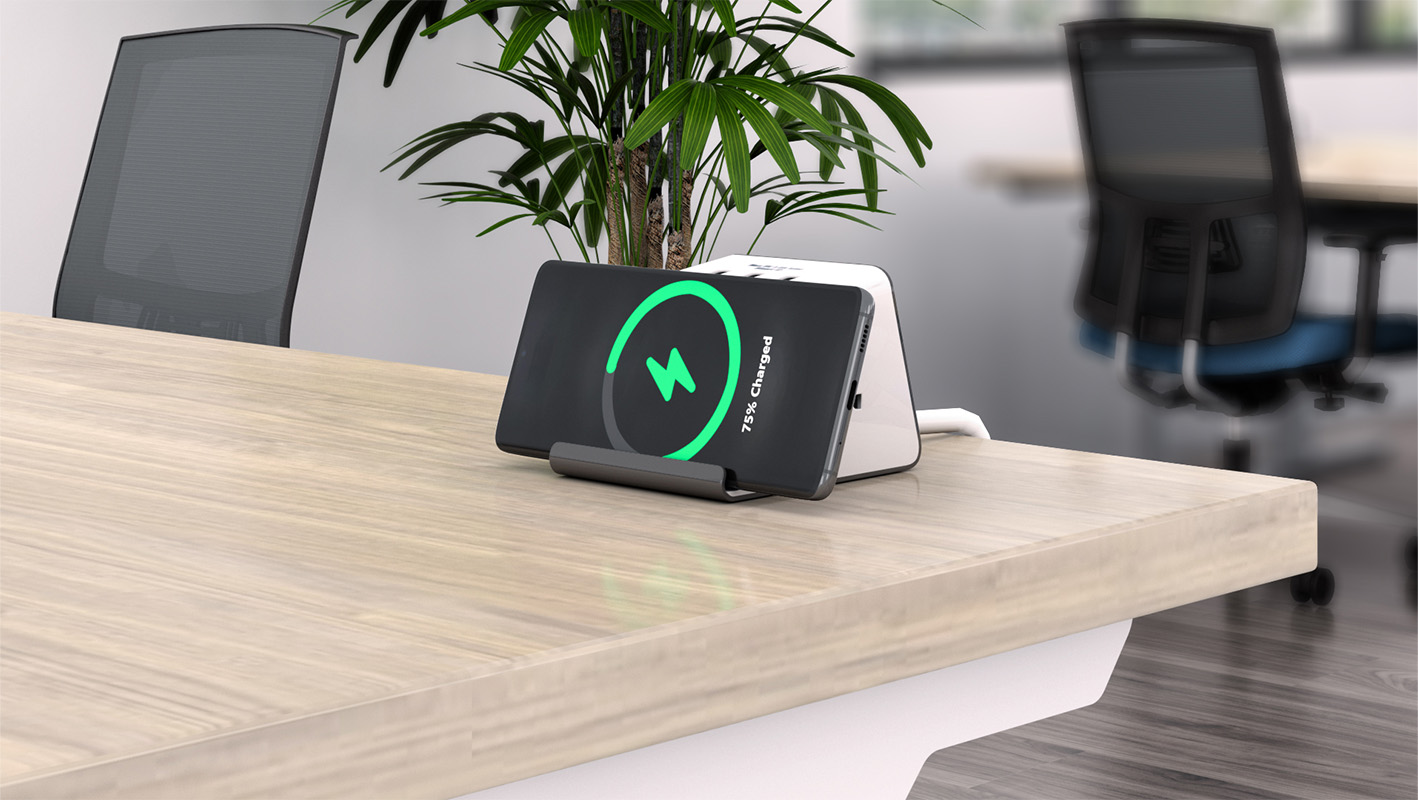 Supreme Power Unit on desk top charging phone
