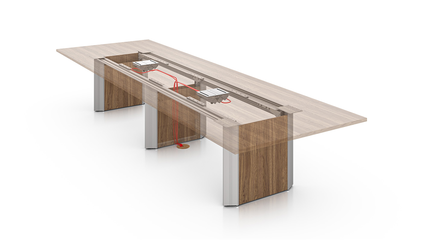 Stealth conference table wire routing diagram