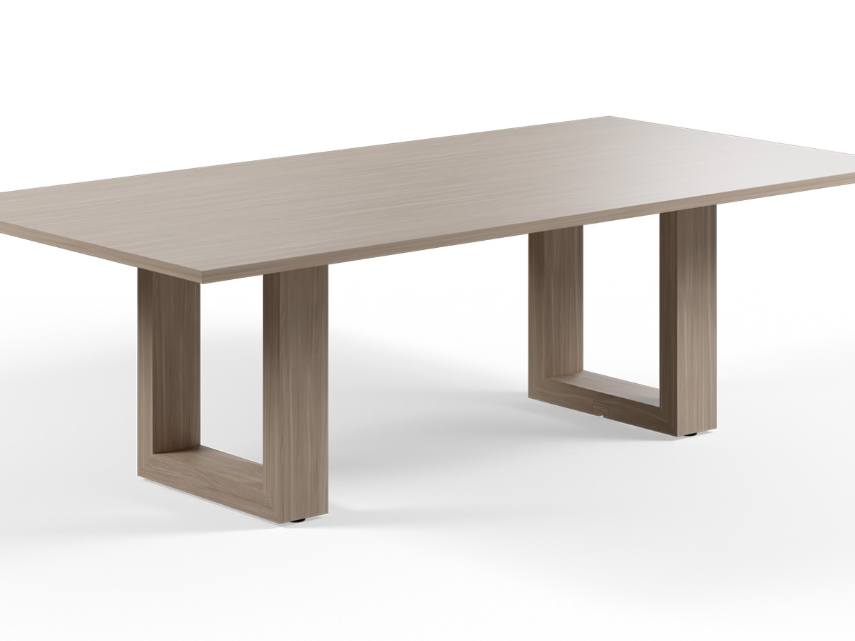 Statement conference table on white background.