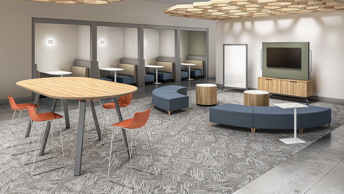 Sawhorse in student commons area