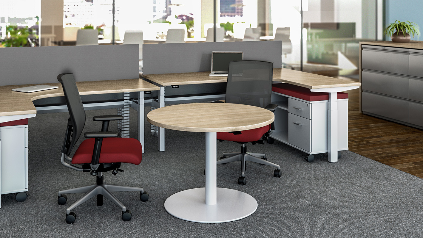 Pneumatic Disc Base Table in office