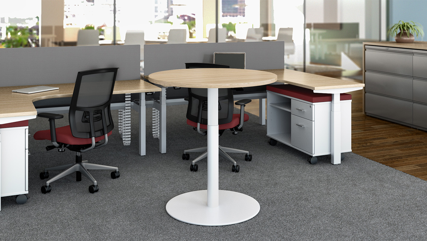 Pneumatic Disc Base Table in office