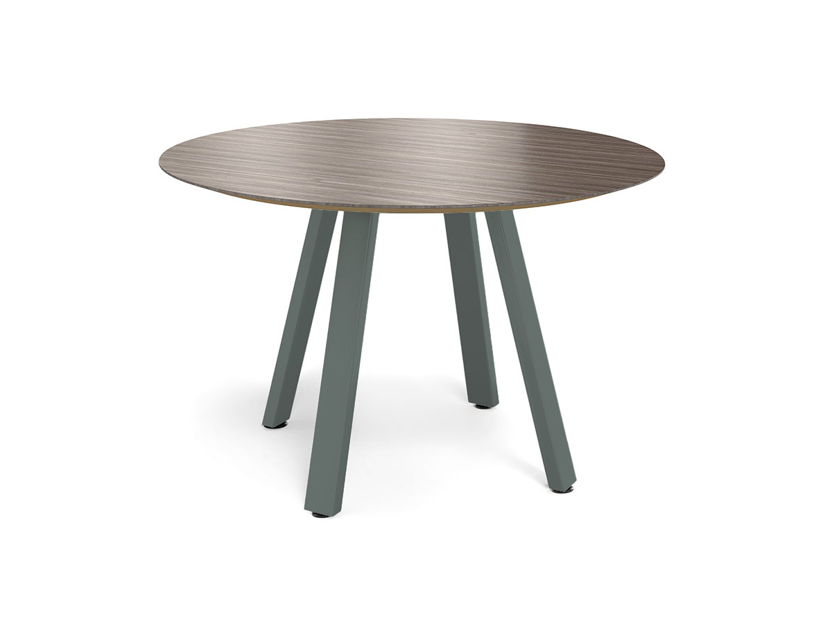 Round Sawhorse table with Evergreen base paint.