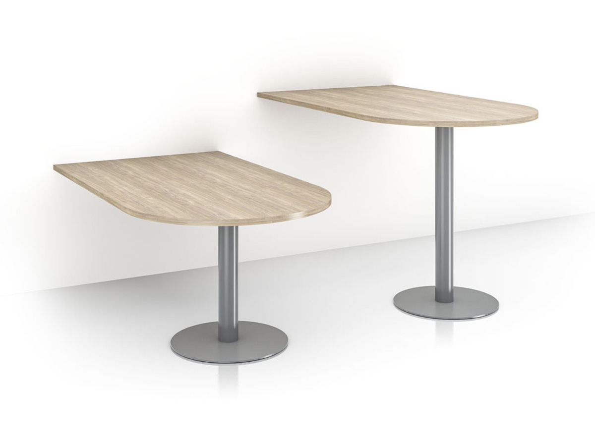 Seated and standing height video-sharing tables.