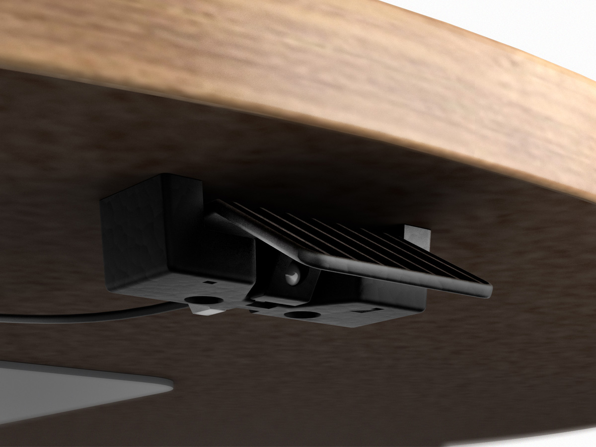 Pneumatic tables undersurface adjustment paddle.