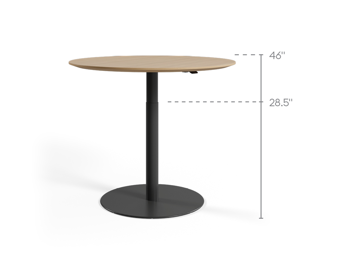 Pneumatic tables height range detail.
