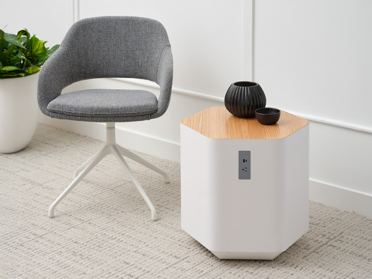 Oh Hey! hexagonal table with integrated power.