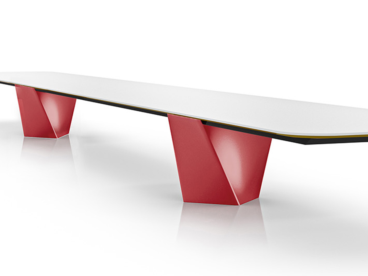 Odyssey EX table featuring high-gloss Odyssey Red base paint.