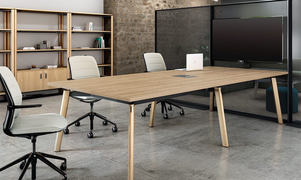Universal Monitor Mast with Ligouri Conference table in conference room