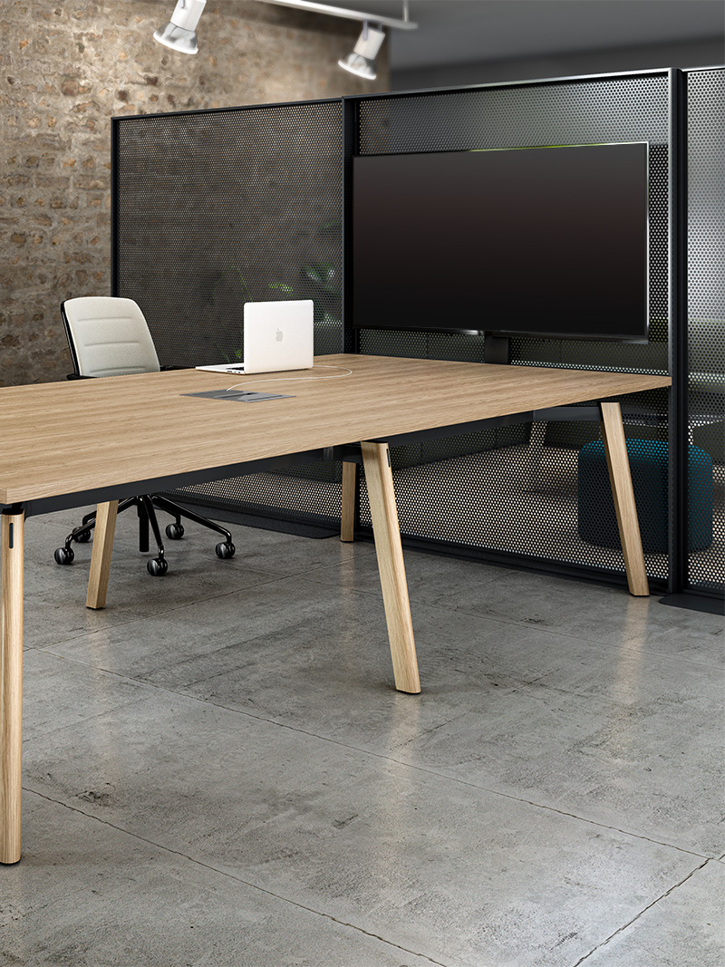 Universal Monitor Mast with Ligouri Conference table in conference room