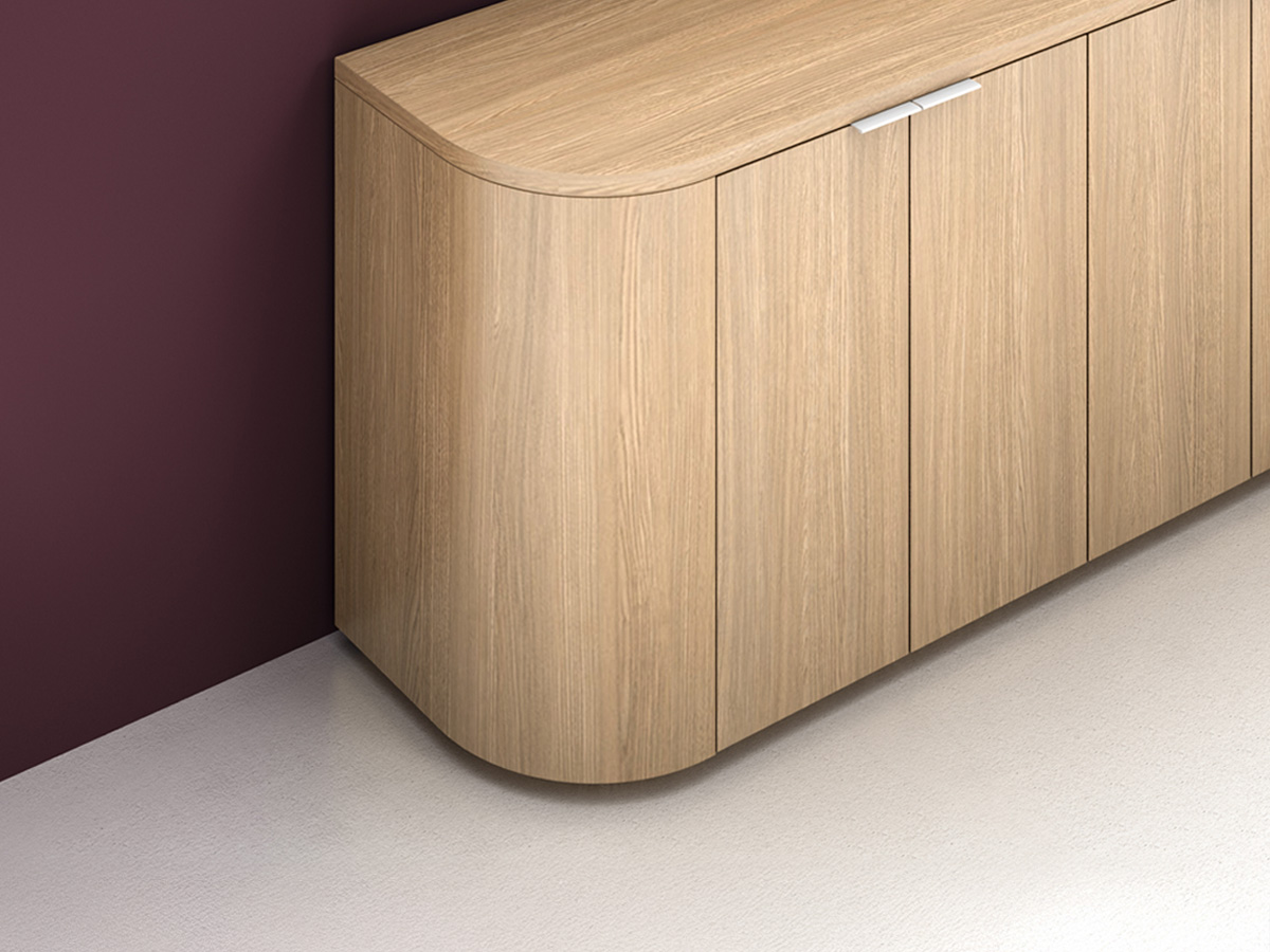 Luna credenza 10-radius corners detail.