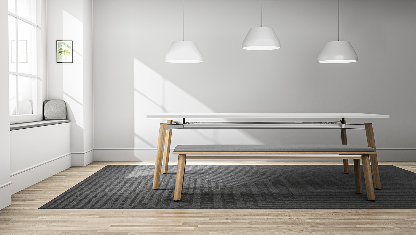 Ligouri Bench with Ligouri Conference Table in dining space