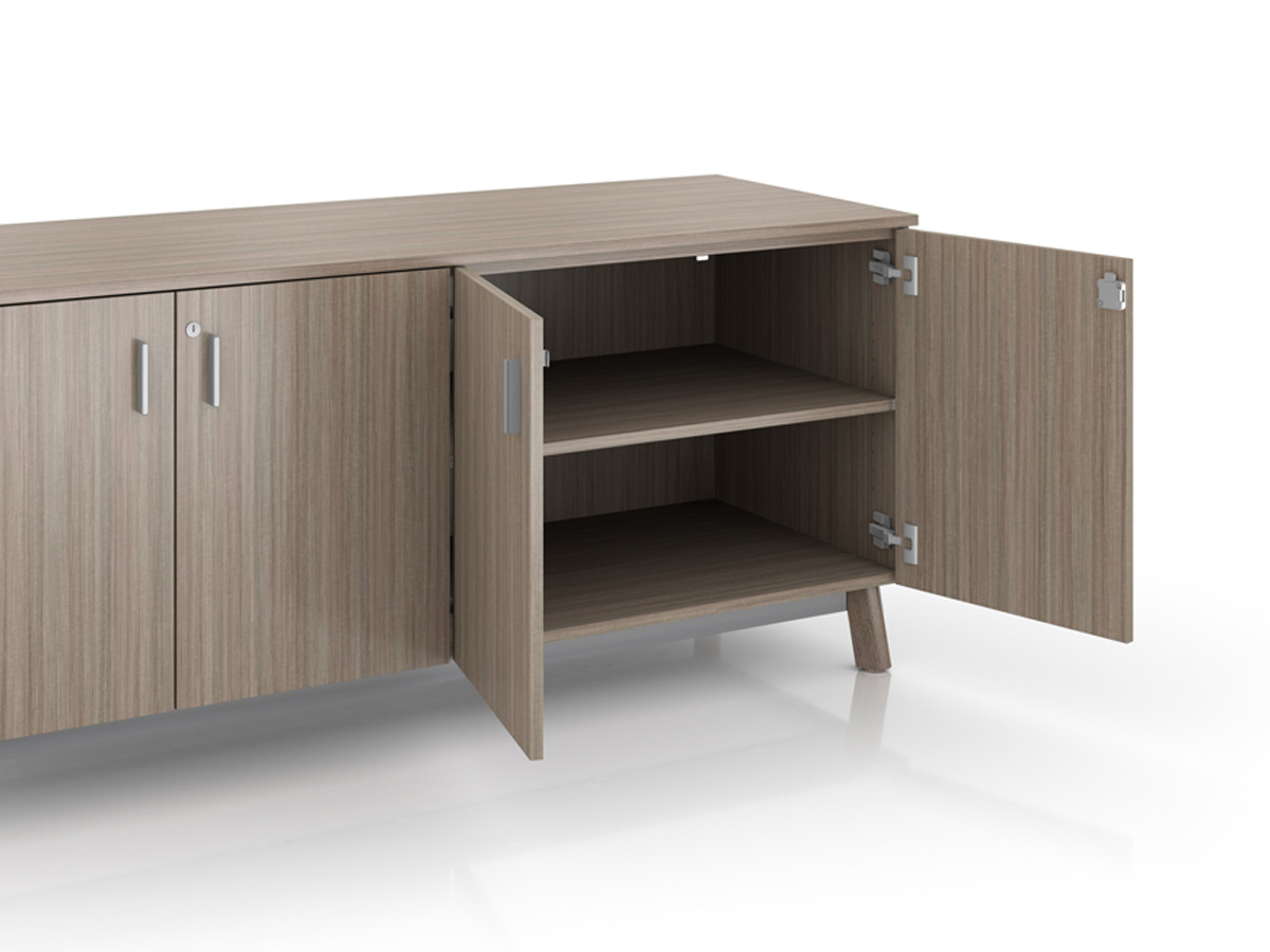 Ligouri credenza adjustable shevling detail.