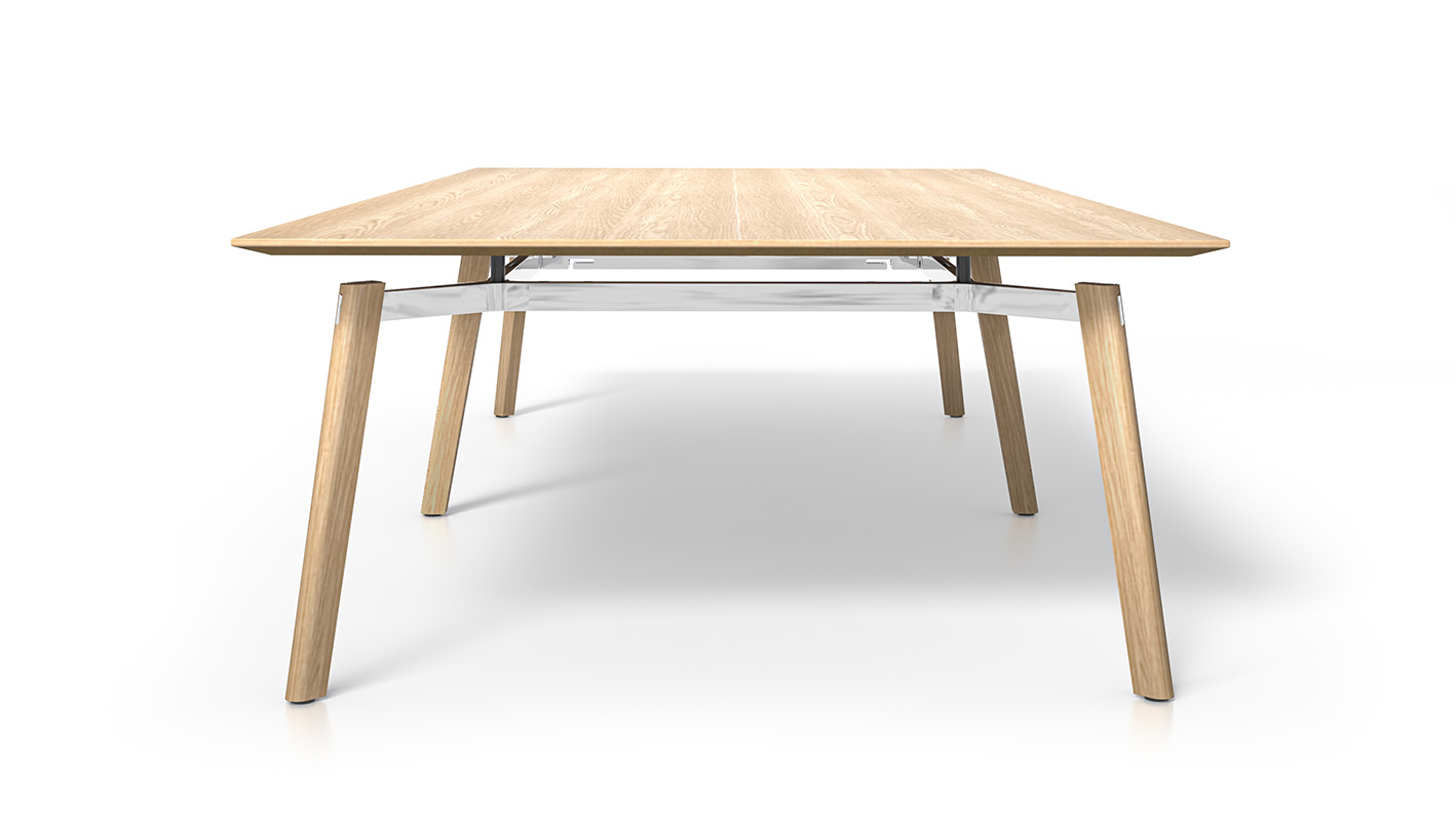 Ligouri conference table end view on white background.