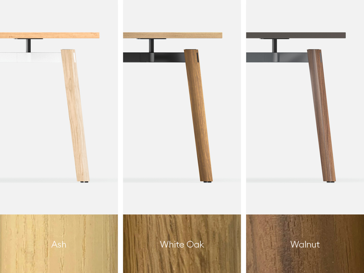 Ligouri table legs in Ash, Oak, and Walnut wood species.