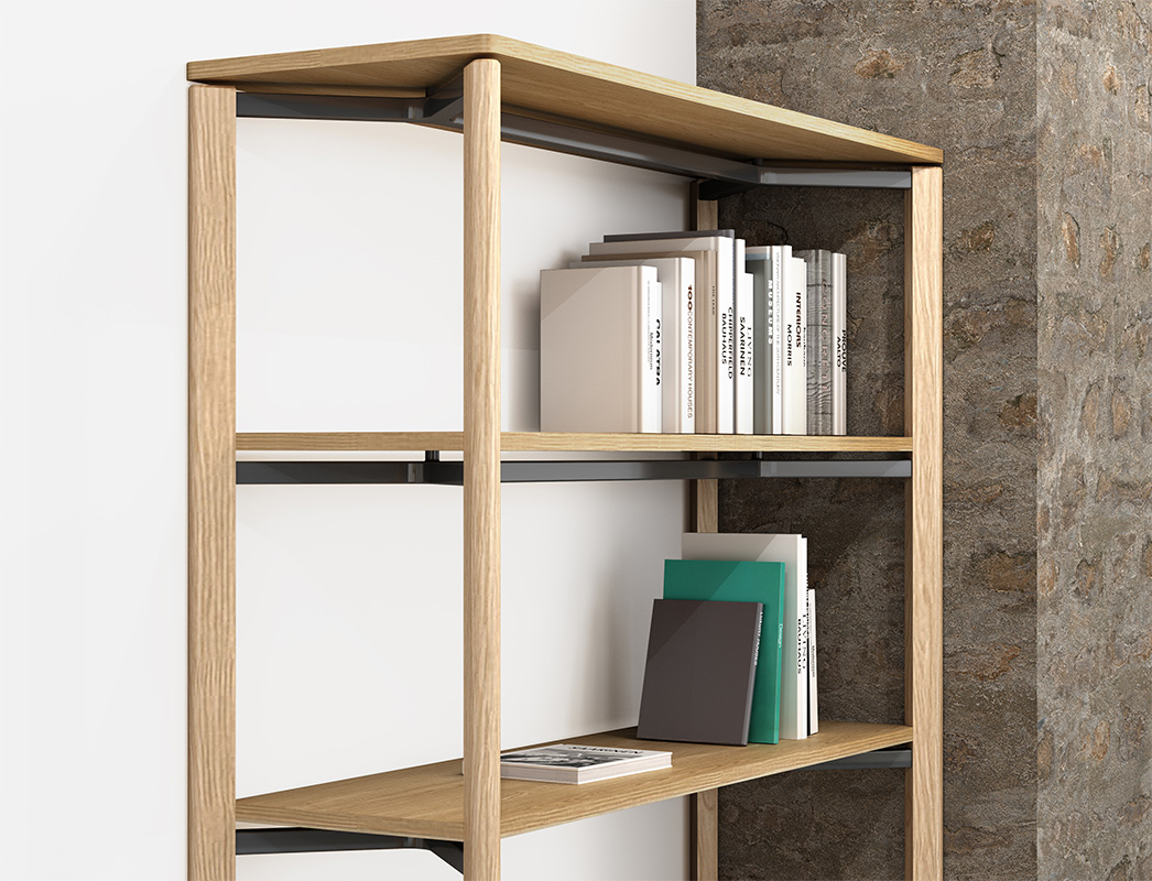 Ligouri shelves with black frame detail.
